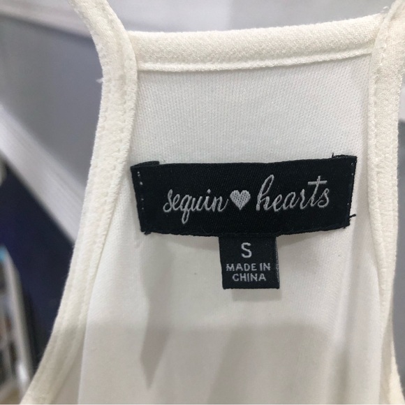 NEW Vintage Y2K Sequin Hearts Sleeveless Crochet Boho Bride Wedding Tunic Dress - Picture 3 of 5